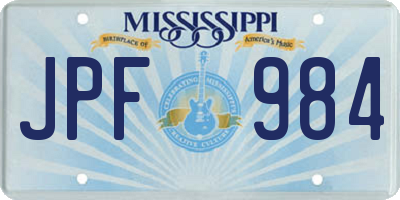 MS license plate JPF984