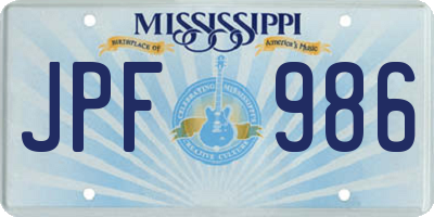 MS license plate JPF986