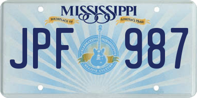 MS license plate JPF987