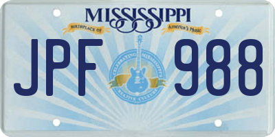 MS license plate JPF988