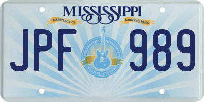 MS license plate JPF989