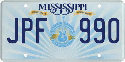 MS license plate JPF990