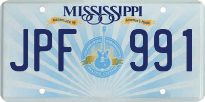 MS license plate JPF991