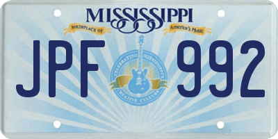 MS license plate JPF992