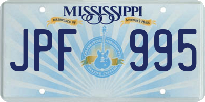 MS license plate JPF995