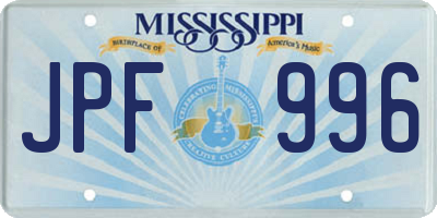 MS license plate JPF996