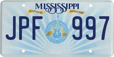 MS license plate JPF997