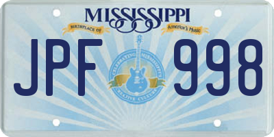 MS license plate JPF998