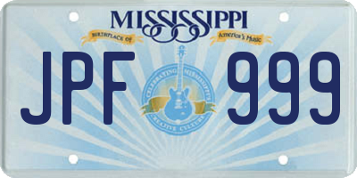 MS license plate JPF999