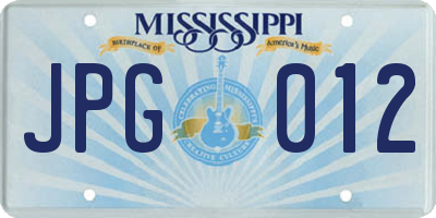 MS license plate JPG012
