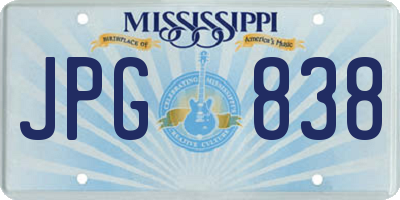 MS license plate JPG838