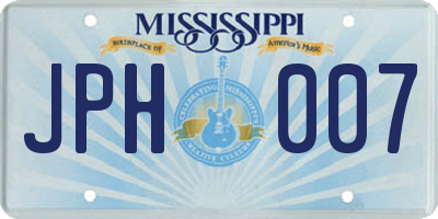 MS license plate JPH007