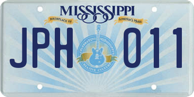 MS license plate JPH011