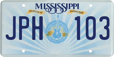 MS license plate JPH103