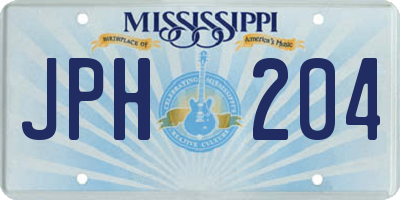 MS license plate JPH204