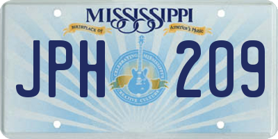 MS license plate JPH209