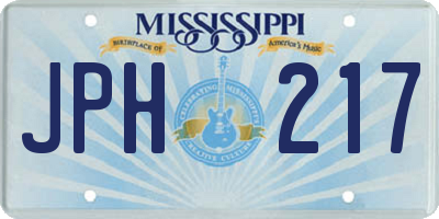 MS license plate JPH217