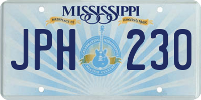 MS license plate JPH230