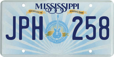 MS license plate JPH258
