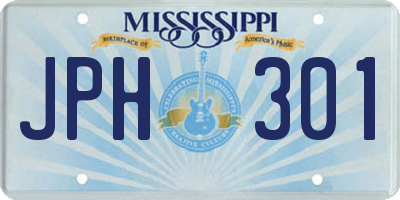 MS license plate JPH301