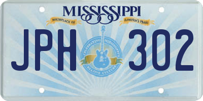 MS license plate JPH302