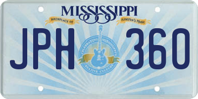 MS license plate JPH360