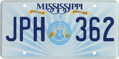 MS license plate JPH362