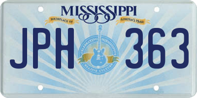MS license plate JPH363
