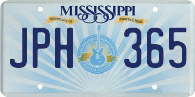 MS license plate JPH365