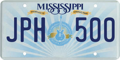 MS license plate JPH500