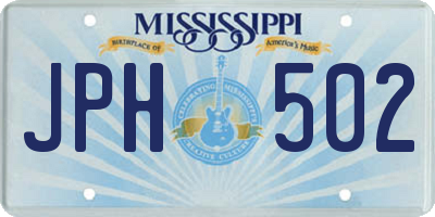 MS license plate JPH502