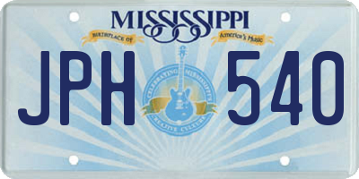 MS license plate JPH540
