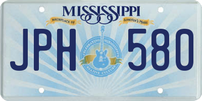 MS license plate JPH580