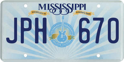 MS license plate JPH670