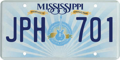 MS license plate JPH701