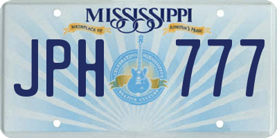 MS license plate JPH777