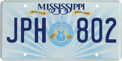 MS license plate JPH802