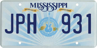 MS license plate JPH931