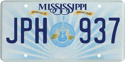 MS license plate JPH937