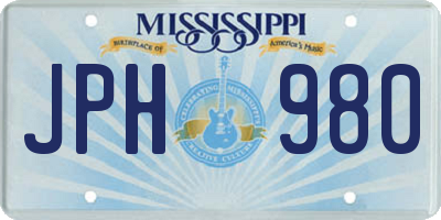 MS license plate JPH980