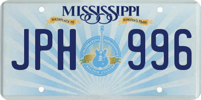 MS license plate JPH996