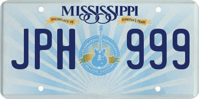 MS license plate JPH999