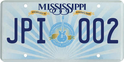 MS license plate JPI002