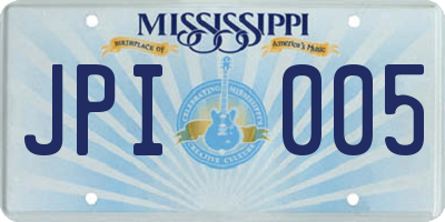 MS license plate JPI005