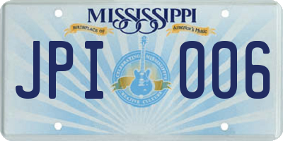 MS license plate JPI006