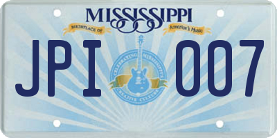 MS license plate JPI007