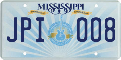MS license plate JPI008