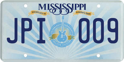 MS license plate JPI009