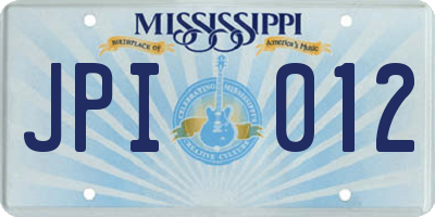 MS license plate JPI012