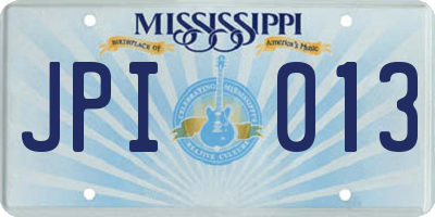 MS license plate JPI013